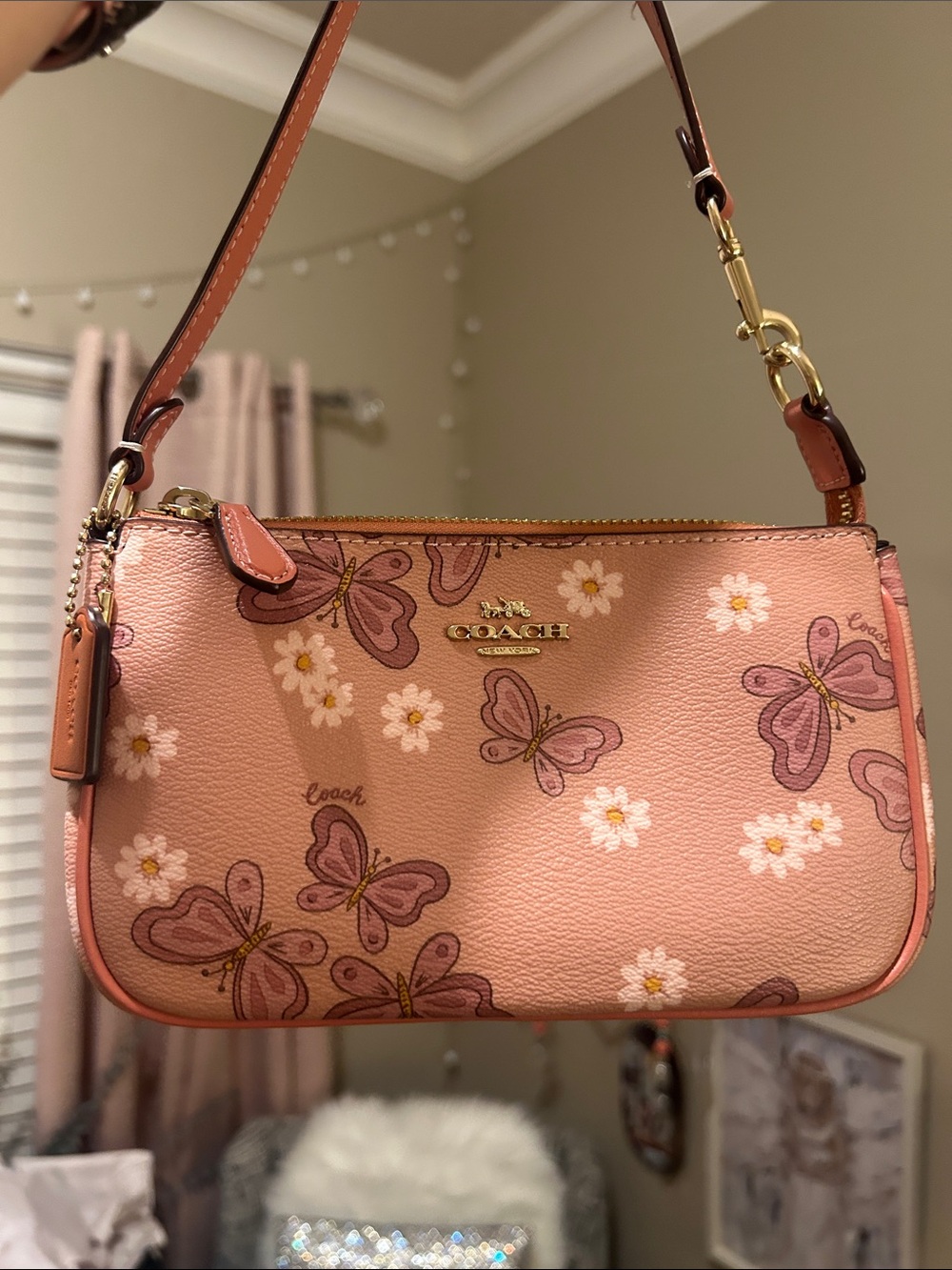 Coach Pink Butterfly & Daisy Shoulder Nolita Bag
